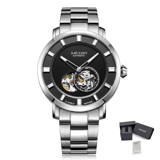 MEGIR Men Watch Hollow Out Automatic Mechanical Stainless Steel Wristwatch Waterproof Luxury Business Wrist Watch Montre Homme 62052 by MEGIR WATCH GROUP