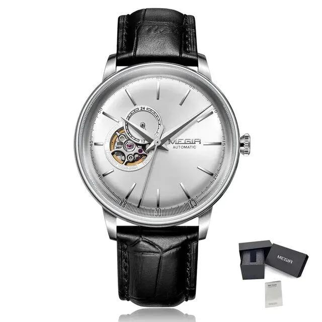 MEGIR Automatic Men's Watch Mechanical Movement Leather Strap Luxury Business Watches 5ATM Waterproof Big Dial Clock Wristwatch 62057 by MEGIR WATCH GROUP