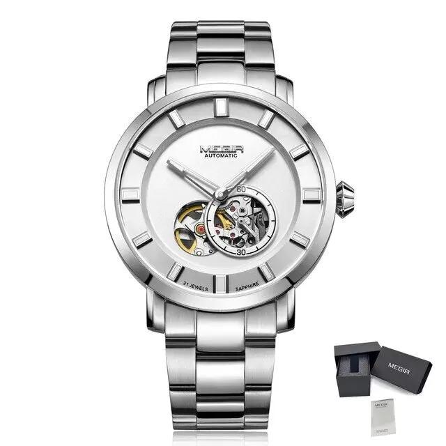 MEGIR Men Watch Hollow Out Automatic Mechanical Stainless Steel Wristwatch Waterproof Luxury Business Wrist Watch Montre Homme 62052 by MEGIR WATCH GROUP