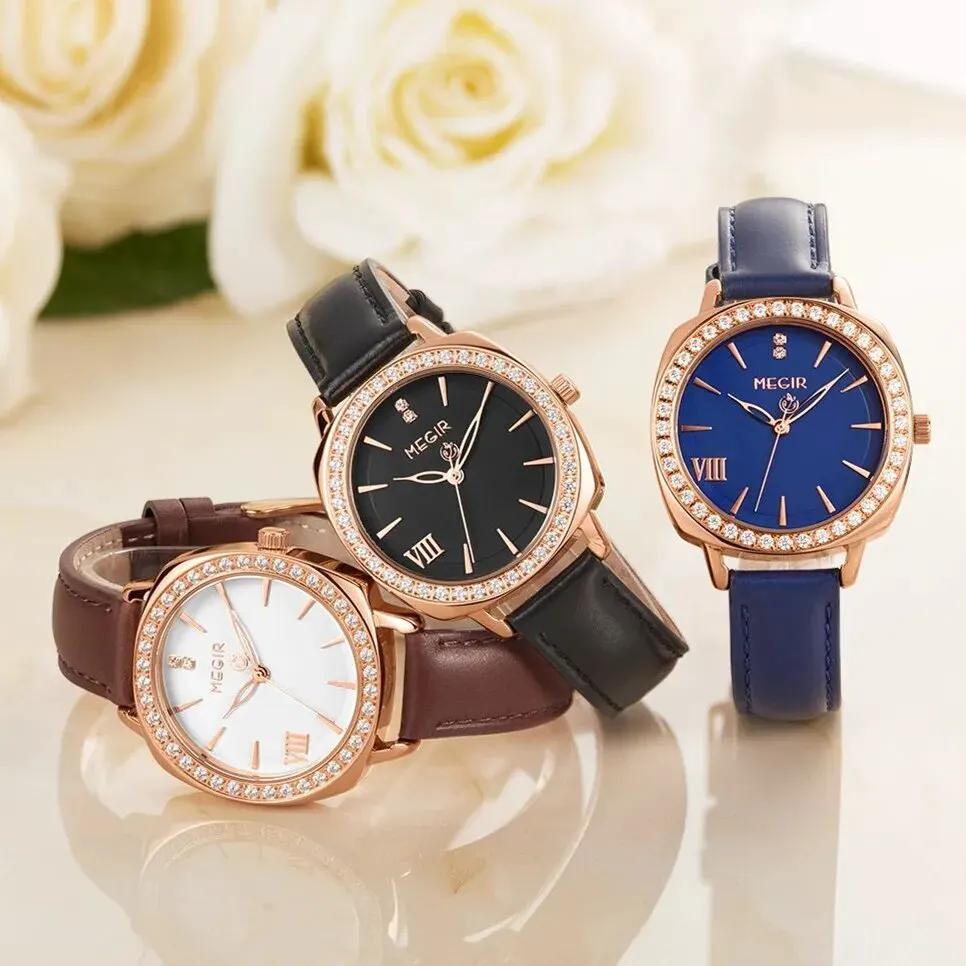 MEGIR Fashion Women Watch Luxury Diamond Leather Ladies Bracelet Watch Female Quartz Wristwatches Dress Clock Relogio Feminino 7029 by MEGIR WATCH GROUP