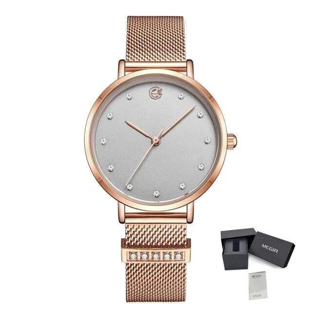 MEGIR Fashion Women Watches Top Brand Luxury Ladies Dress Clock Steel Bracelet Clock Female Quartz Wristwatch Relogio Feminino 7022 by MEGIR WATCH GROUP
