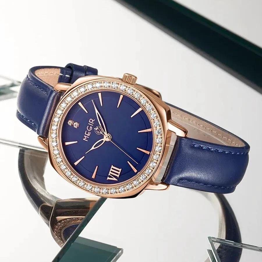 MEGIR Fashion Women Watch Luxury Diamond Leather Ladies Bracelet Watch Female Quartz Wristwatches Dress Clock Relogio Feminino 7029 by MEGIR WATCH GROUP
