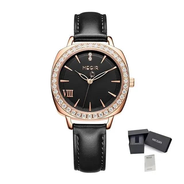 MEGIR Fashion Women Watch Luxury Diamond Leather Ladies Bracelet Watch Female Quartz Wristwatches Dress Clock Relogio Feminino 7029 by MEGIR WATCH GROUP