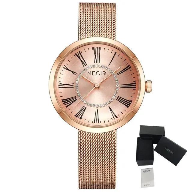 MEGIR Luxury Women Watches Fashion Quartz Watch Ladies Clock Stainless Steel Waterproof Female Watch Relogio Feminino 7014 by MEGIR WATCH GROUP