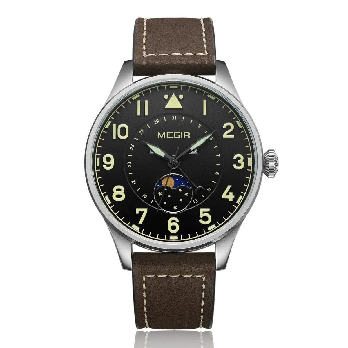 MEGIR Fashion Sport Quartz Watches Men Luxury Leather Business Casual Wristwatches Waterproof Date Clcok Moon Phase Reloj Hombre 4193 by MEGIR WATCH GROUP