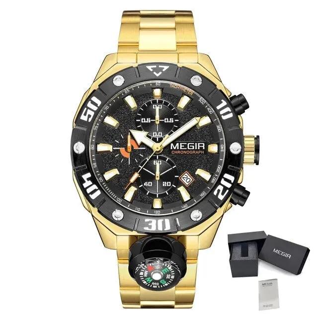 MEGIR Watch Top Brand Luxury Business Quartz Watches Chronograph Stainless Steel Calendar Luminous Clock WristWatch Montre Homme 2219 by MEGIR WATCH GROUP
