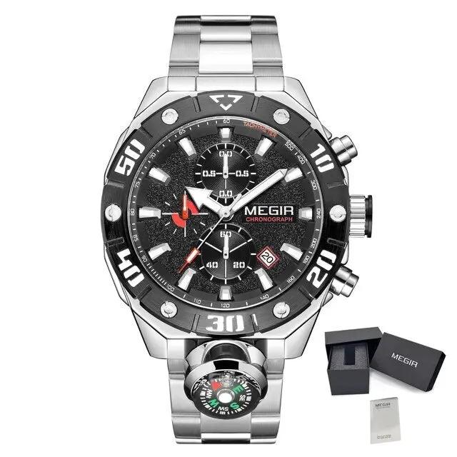 MEGIR Watch Top Brand Luxury Business Quartz Watches Chronograph Stainless Steel Calendar Luminous Clock WristWatch Montre Homme 2219 by MEGIR WATCH GROUP