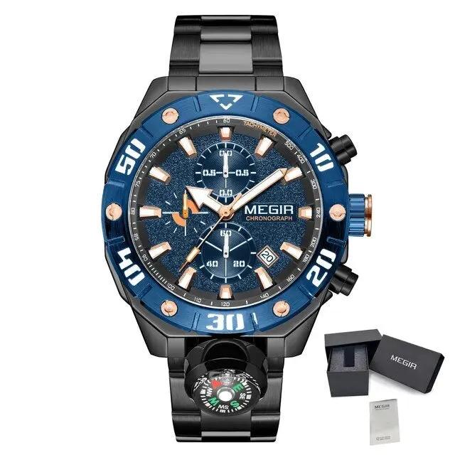 MEGIR Watch Top Brand Luxury Business Quartz Watches Chronograph Stainless Steel Calendar Luminous Clock WristWatch Montre Homme 2219 by MEGIR WATCH GROUP