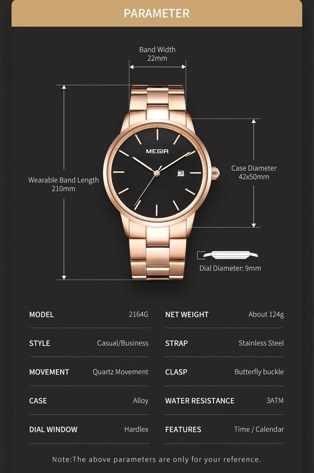 MEGIR Quartz Watch for Men Top Brand Luxury Steel Band Wristwatches Business Casual Date Clock Waterproof Relogio Masculino 2164 by MEGIR WATCH GROUP