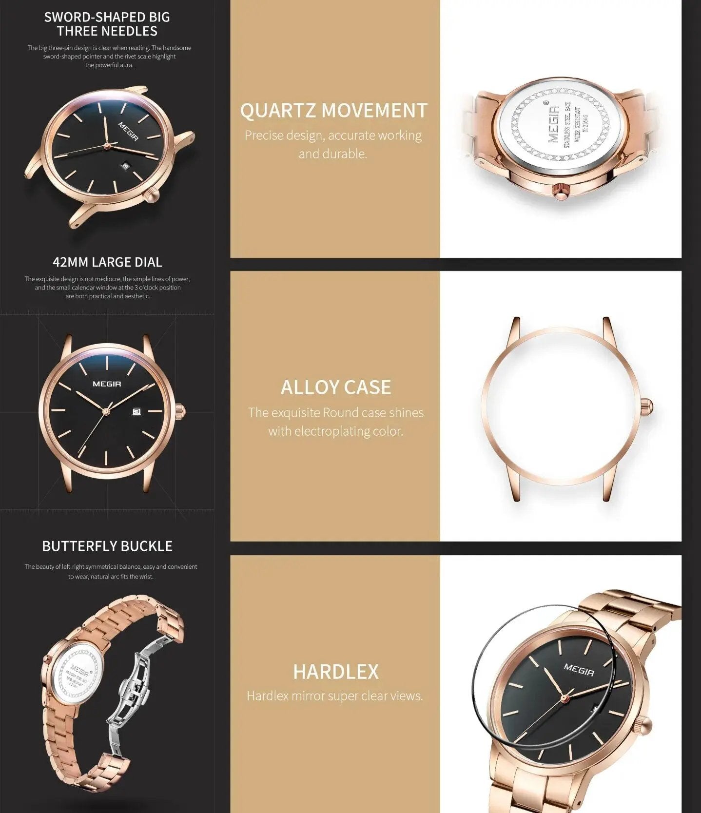 MEGIR Quartz Watch for Men Top Brand Luxury Steel Band Wristwatches Business Casual Date Clock Waterproof Relogio Masculino 2164 by MEGIR WATCH GROUP