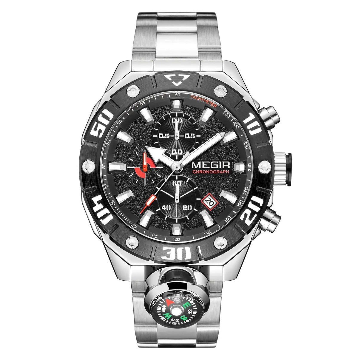 MEGIR Watch Top Brand Luxury Business Quartz Watches Chronograph Stainless Steel Calendar Luminous Clock WristWatch Montre Homme 2219 by MEGIR WATCH GROUP
