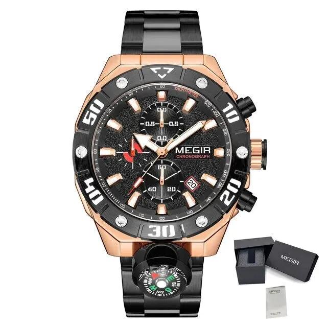 MEGIR Watch Top Brand Luxury Business Quartz Watches Chronograph Stainless Steel Calendar Luminous Clock WristWatch Montre Homme 2219 by MEGIR WATCH GROUP