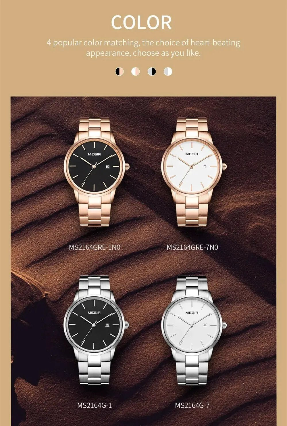 MEGIR Quartz Watch for Men Top Brand Luxury Steel Band Wristwatches Business Casual Date Clock Waterproof Relogio Masculino 2164 by MEGIR WATCH GROUP