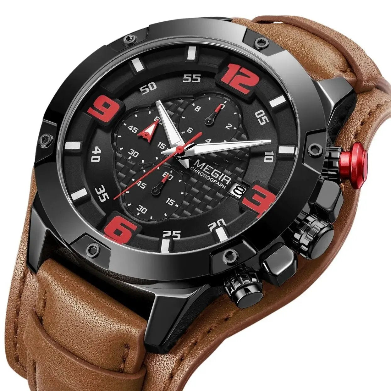MEGIR Large Dial Watches for Men Luxury Brand Sports Chronograph Clock Waterproof Luminous Hands Quartz Wristwatch Reloj Hombre 2099 by MEGIR WATCH GROUP