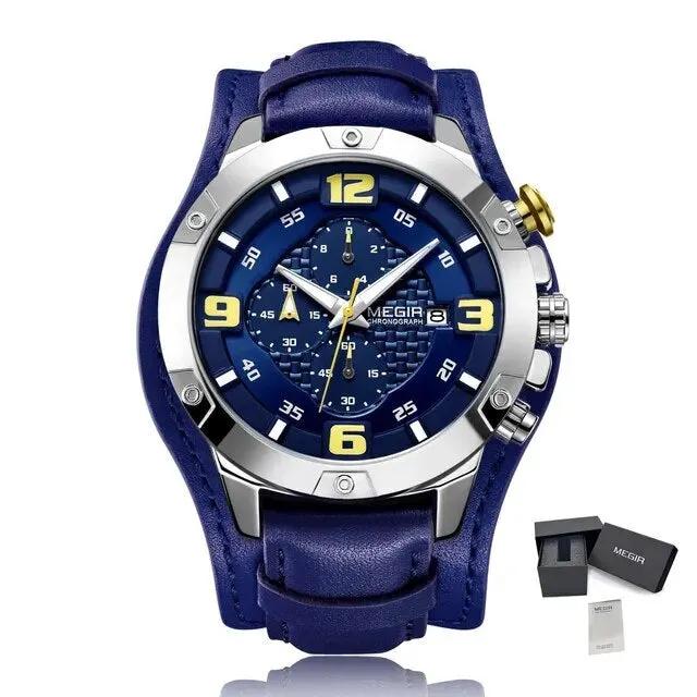 MEGIR Large Dial Watches for Men Luxury Brand Sports Chronograph Clock Waterproof Luminous Hands Quartz Wristwatch Reloj Hombre 2099 by MEGIR WATCH GROUP