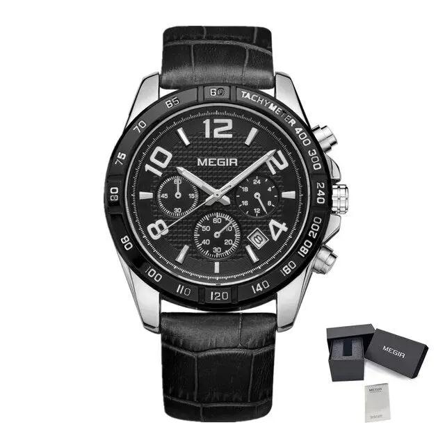 MEGIR Men Watch Top Brand Luxury Quartz Watches Waterproof Calendar Sport Wristwatch Leather Man Clock Chronograph Reloj Hombre 2014 by MEGIR WATCH GROUP