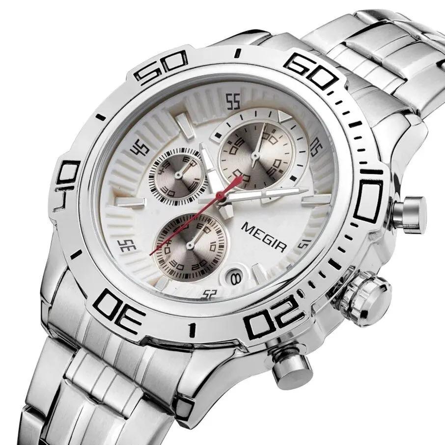 MEGIR Luxury Business Watch for Men Fashion Casual Clock Stainless Steel Calendar Luminous Chronograph Quartz Sport WristWatches 2019 by MEGIR WATCH GROUP