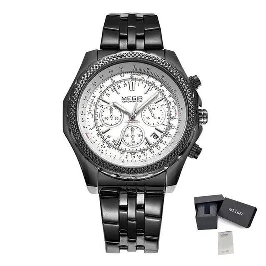MEGIR Fashion Business Men's Watch Stainless Steel Quartz Wristwatch Calendar Big Dial Man Military Sports Chronograph Clock 2006 by MEGIR WATCH GROUP