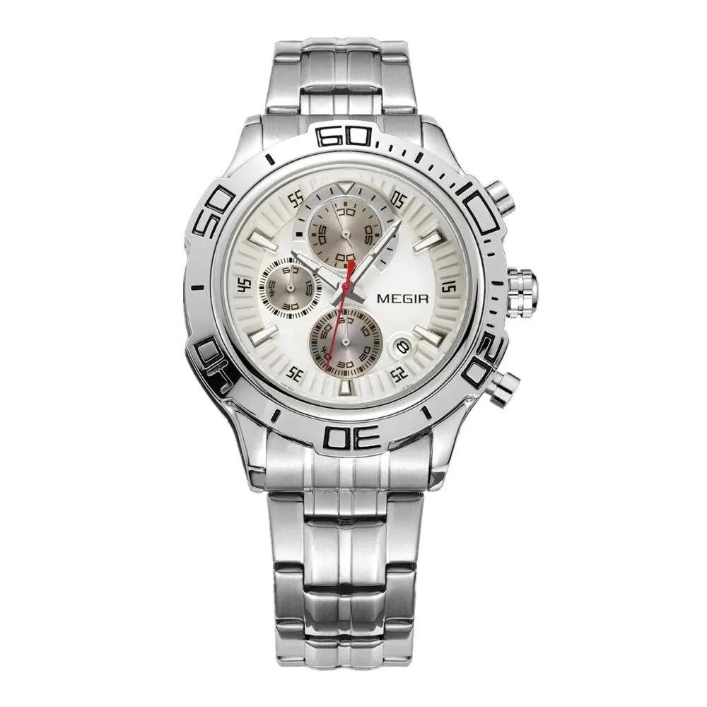 MEGIR Luxury Business Watch for Men Fashion Casual Clock Stainless Steel Calendar Luminous Chronograph Quartz Sport WristWatches 2019 by MEGIR WATCH GROUP