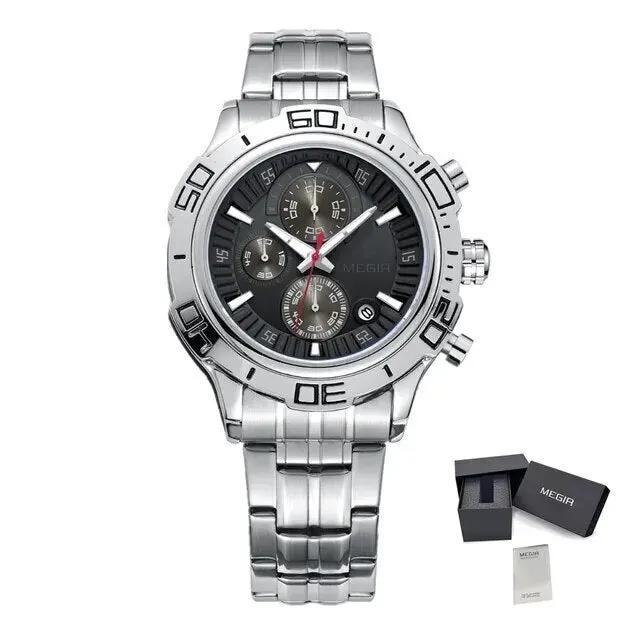 MEGIR Luxury Business Watch for Men Fashion Casual Clock Stainless Steel Calendar Luminous Chronograph Quartz Sport WristWatches 2019 by MEGIR WATCH GROUP