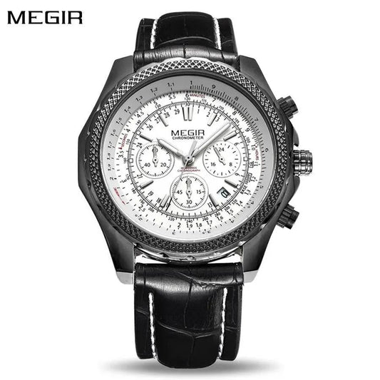 MEGIR Luxury Quartz Wristwatches Fashion Casual Leather Strap Men Sports Watch Large Dial Chronograph Date Clock Montre Homme 2007 by MEGIR WATCH GROUP