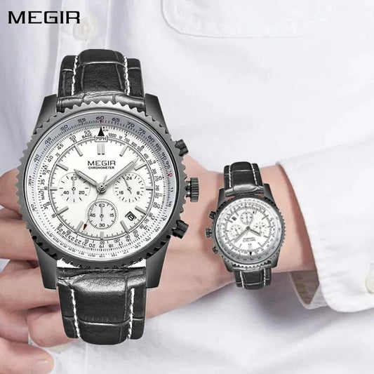 MEGIR Fashion Leather Strap Quartz Watches Waterproof Luminous Men Casual Sport Wristwatch Date Clock Chronograph Reloj Hombre 2009 by MEGIR WATCH GROUP