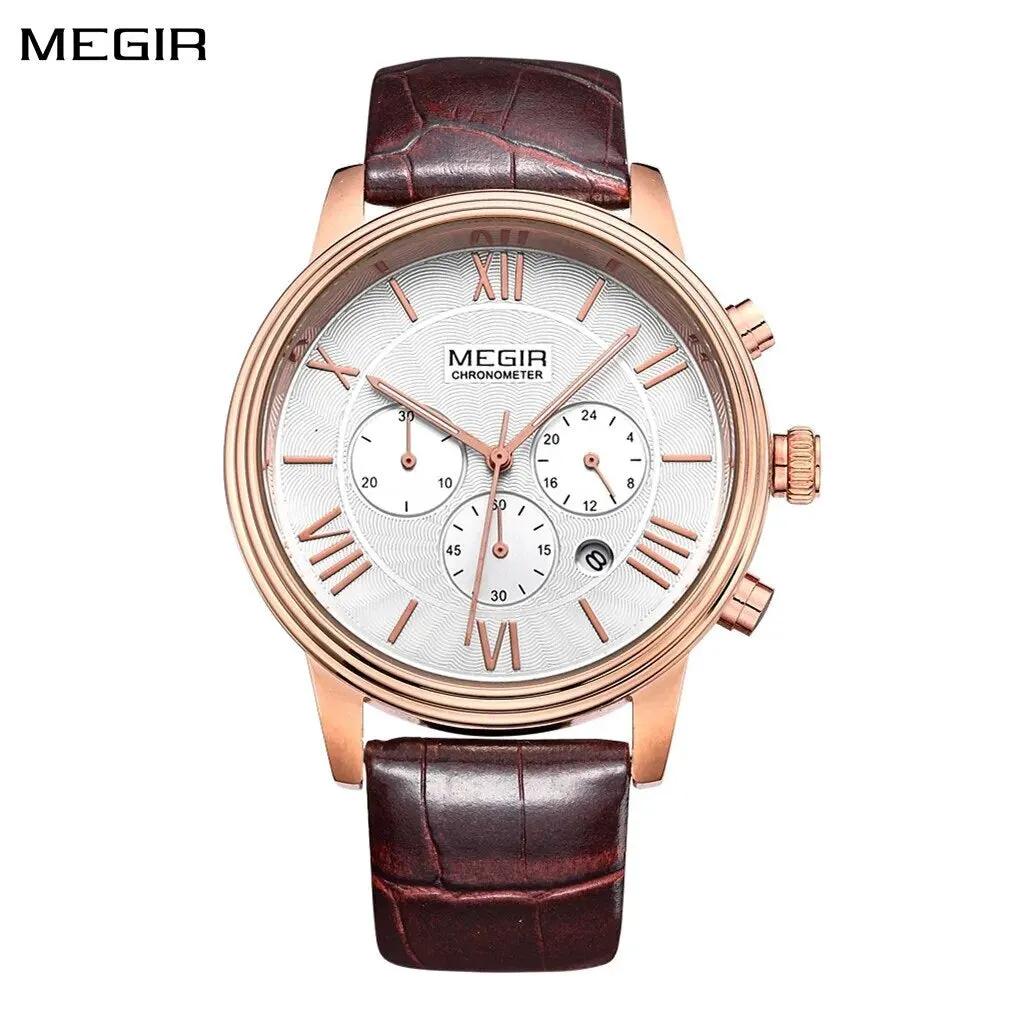 MEGIR Brown Retro Sports Quartz Men's Watches Large Dial Chronograph Clock Fashion Multifunctional Men Wrist Watch Montre Homme 2012 by MEGIR WATCH GROUP