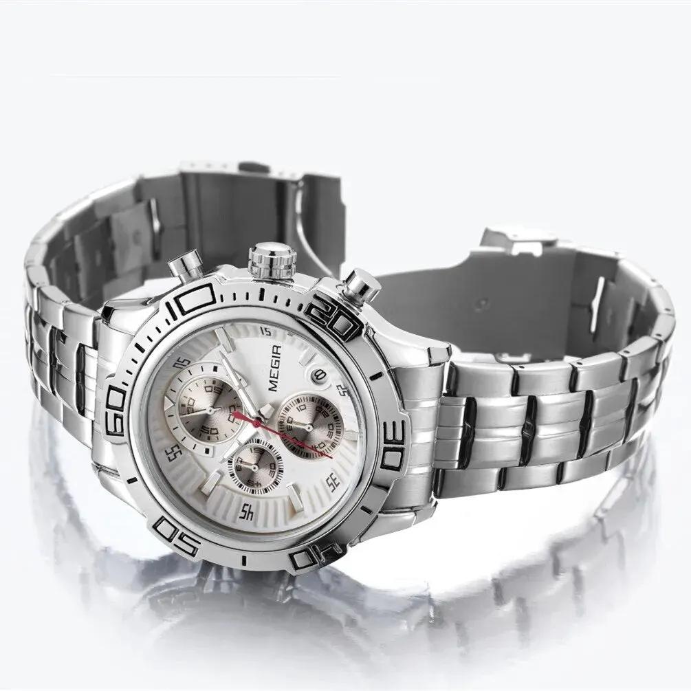 MEGIR Luxury Business Watch for Men Fashion Casual Clock Stainless Steel Calendar Luminous Chronograph Quartz Sport WristWatches 2019 by MEGIR WATCH GROUP