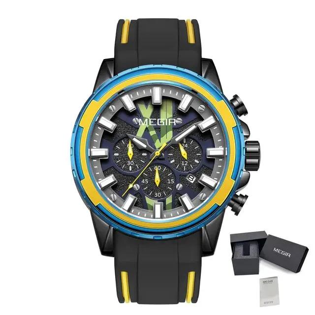 MEGIR New Sport Watch for Luxury Silicone Quartz Casual Wristwatch Waterproof Military Wrist Watch Man Clock Reloj Hombre 2133 by MEGIR WATCH GROUP