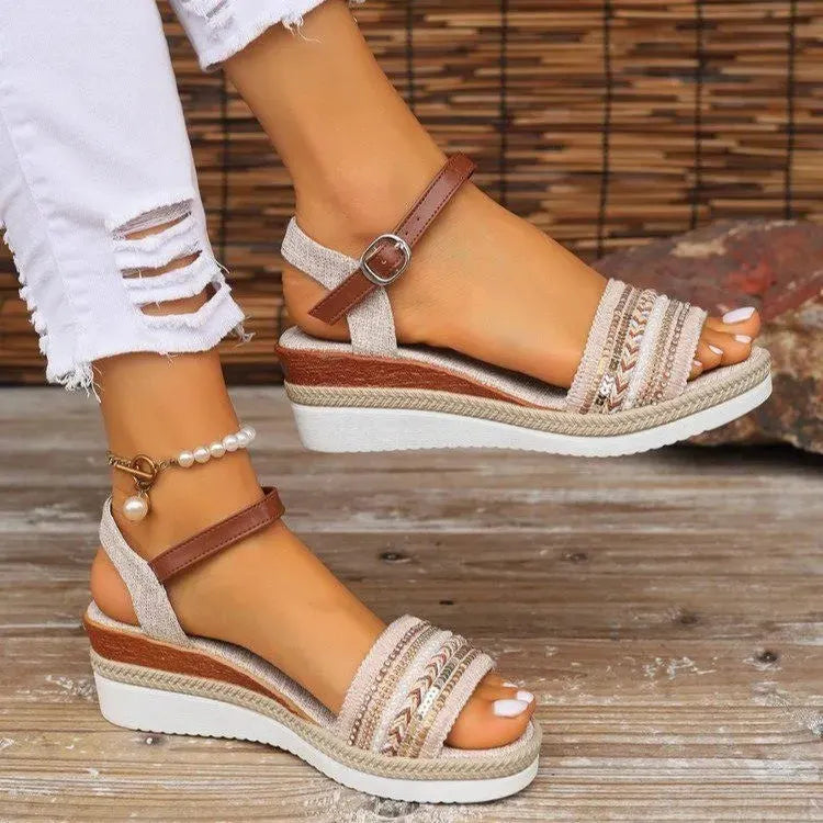 Open Toe Platform Wedge Sandals by Partner Label