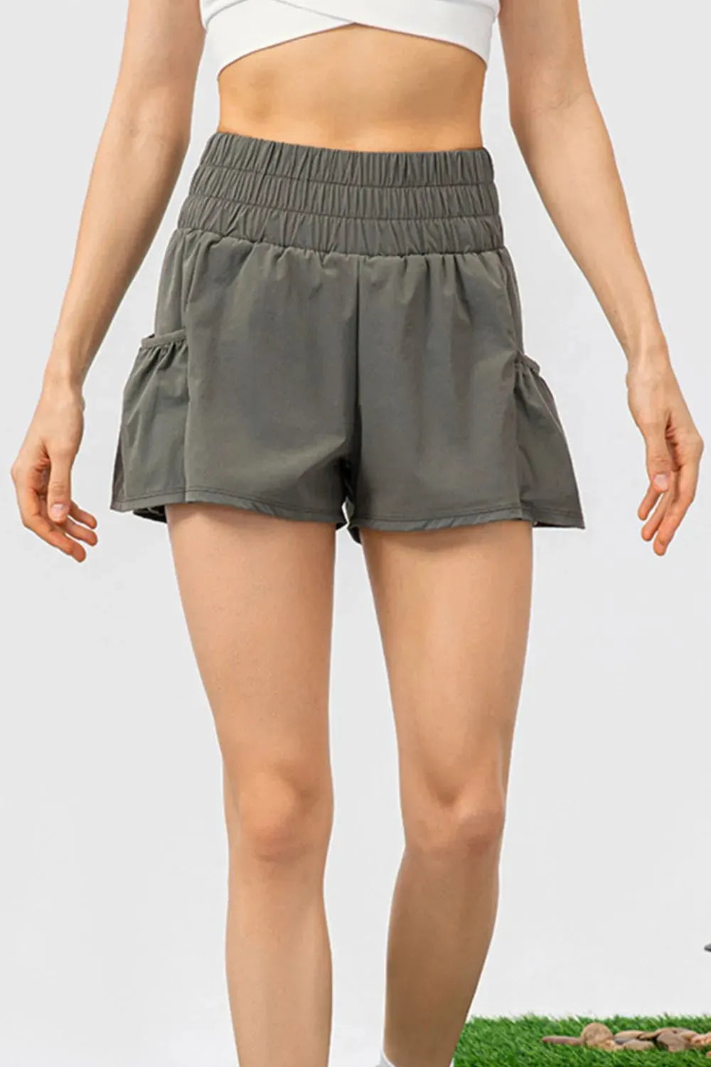 Elastic Waist Pocketed Active Shorts by Partner Label