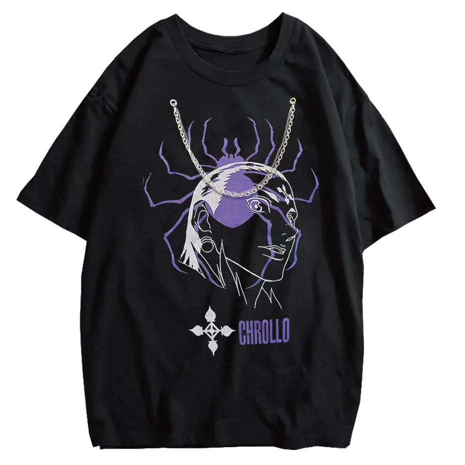 Vintage Washed Hunter x Hunter Chrollo Phantom Troupe Anime T-Shirt Men Harajuku Tee by Vimost Shop