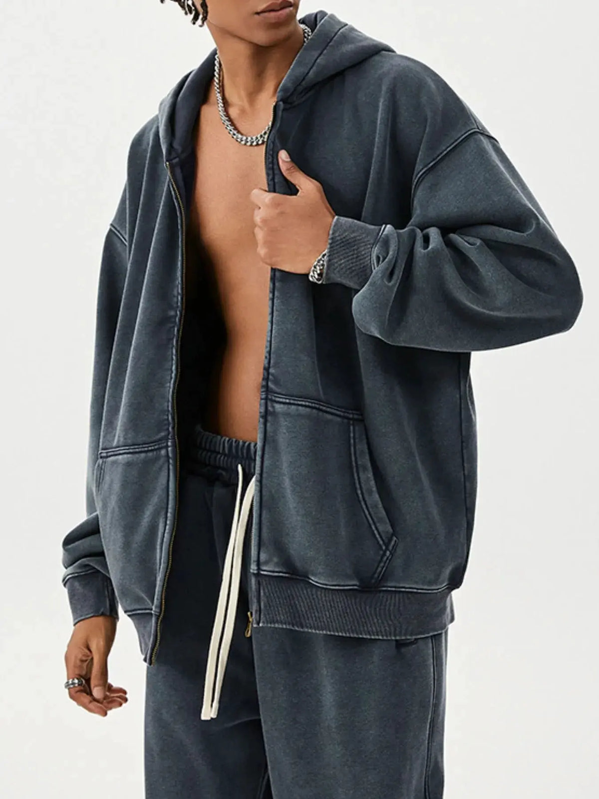 Men's Zip Up Long Sleeve Hoodie by Partner Label