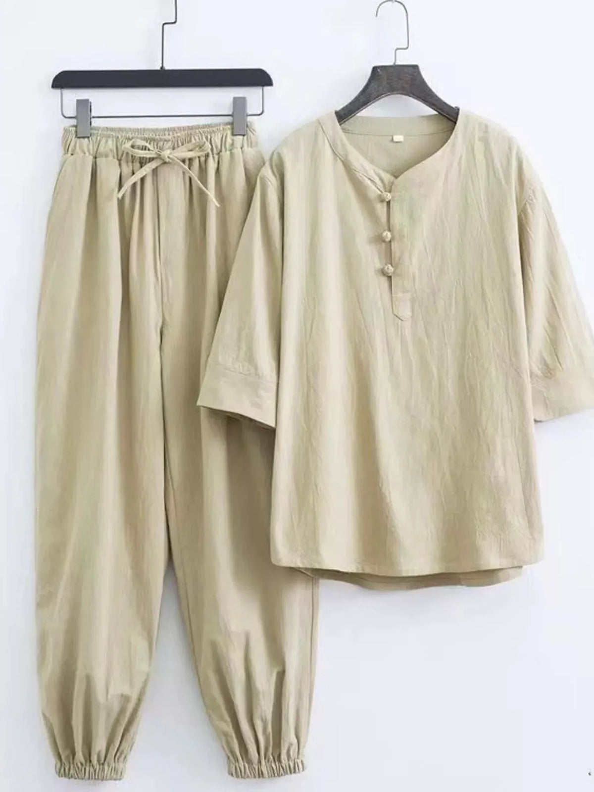Men's Plus Size Chinese Style Top and Pants Set by Partner Label