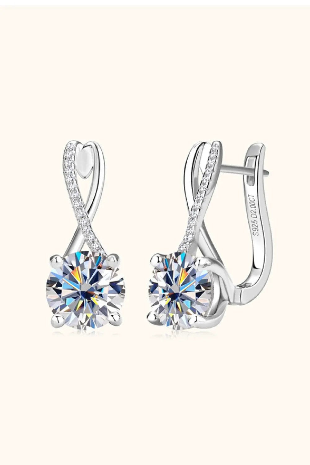 4 Carat Moissanite 925 Sterling Silver Earrings by Partner Label