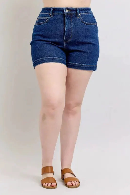 Judy Blue Full Size High Waist Tummy Control Denim Shorts Plus Size by Judy Blue
