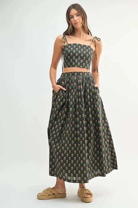 MABLE Floral Crop Top and Skirt Set by MABLE