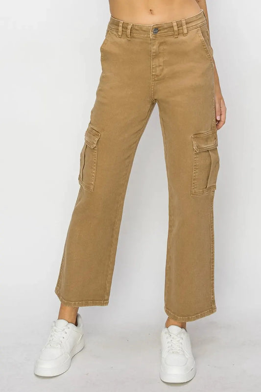 Risen Full Size High Rise Cargo Jeans by RISEN