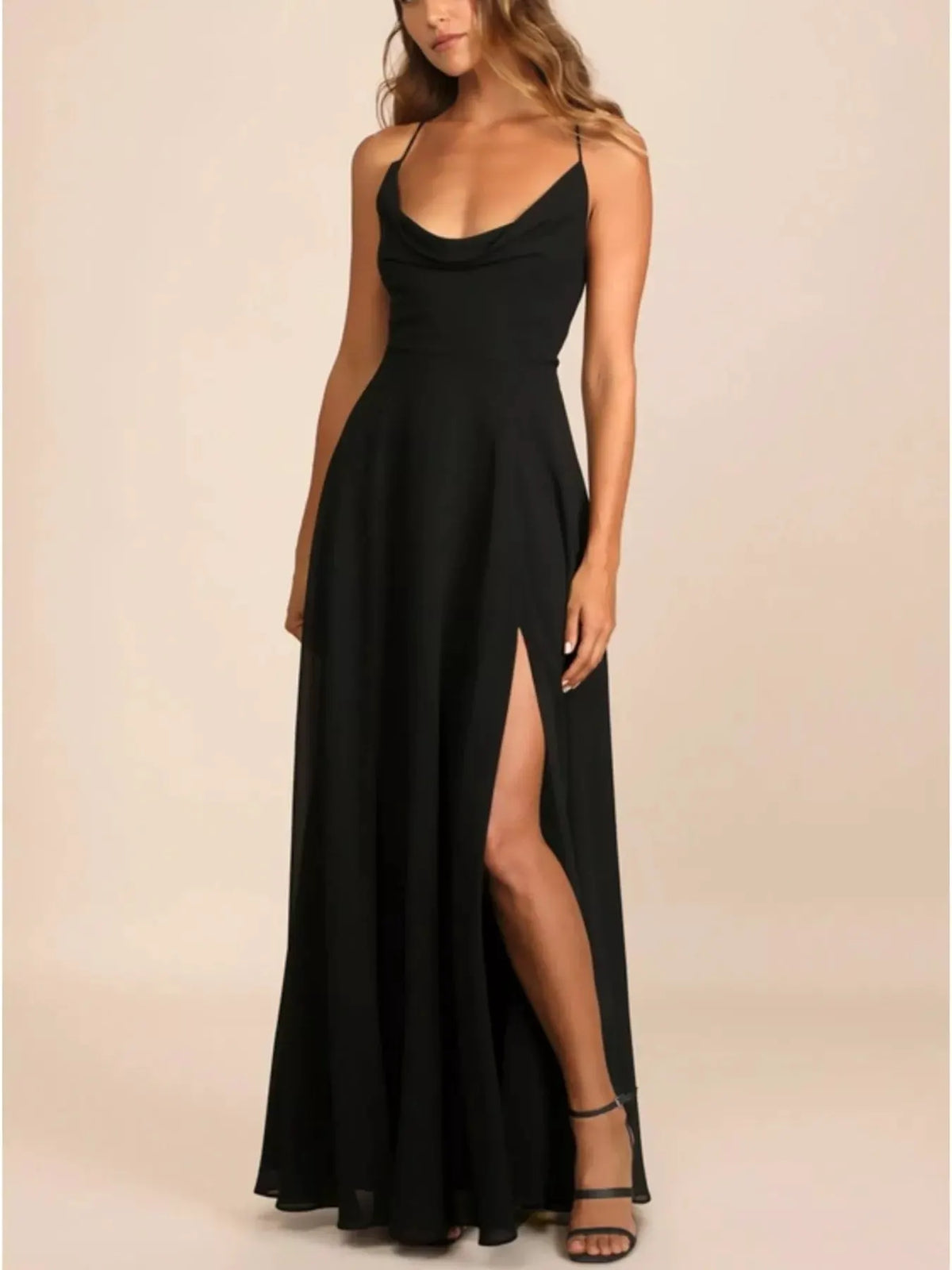 Slit Cowl Neck Maxi Dress by Partner Label