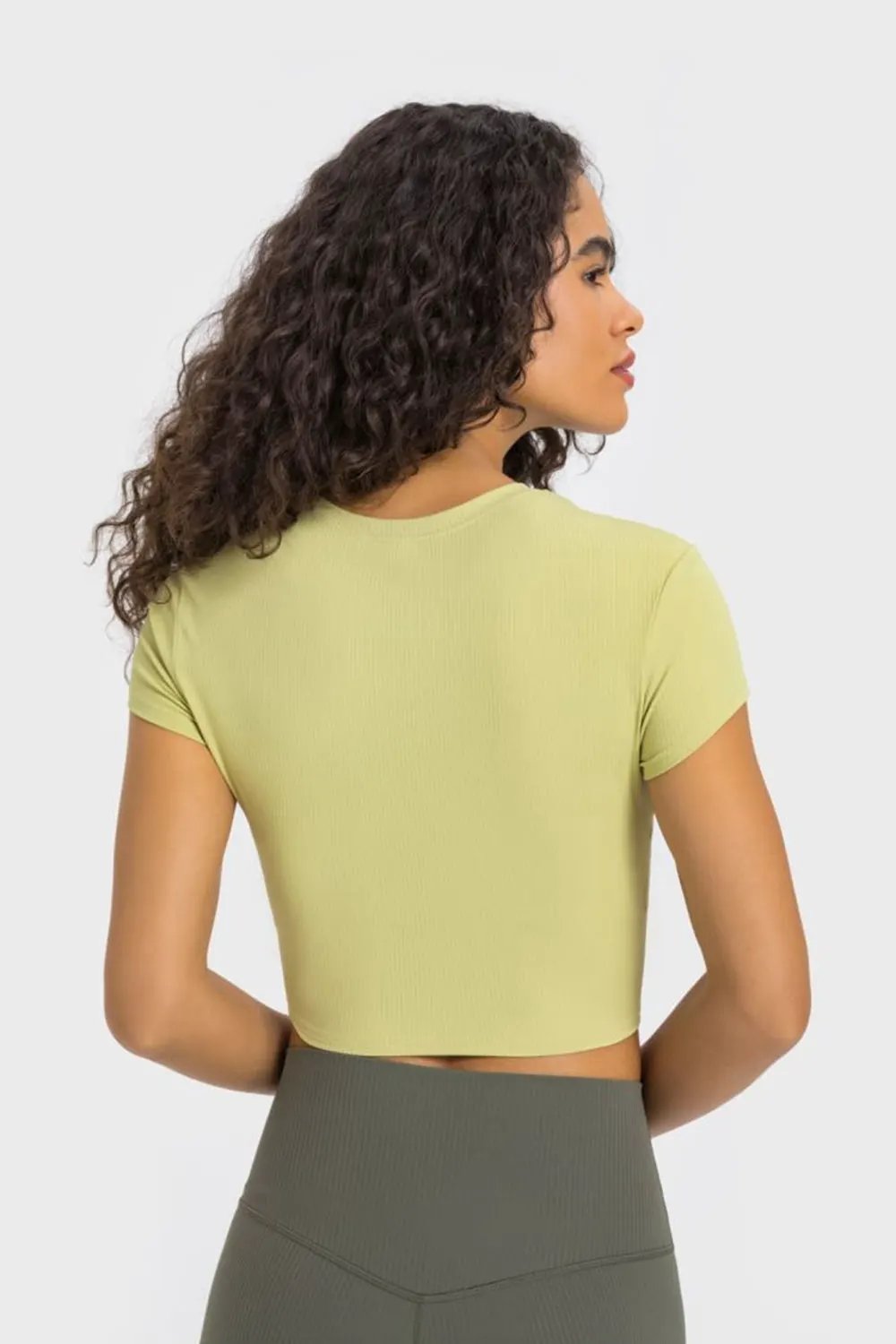 Millennia Round Neck Short Sleeve Cropped Sports T-Shirt by Millennia