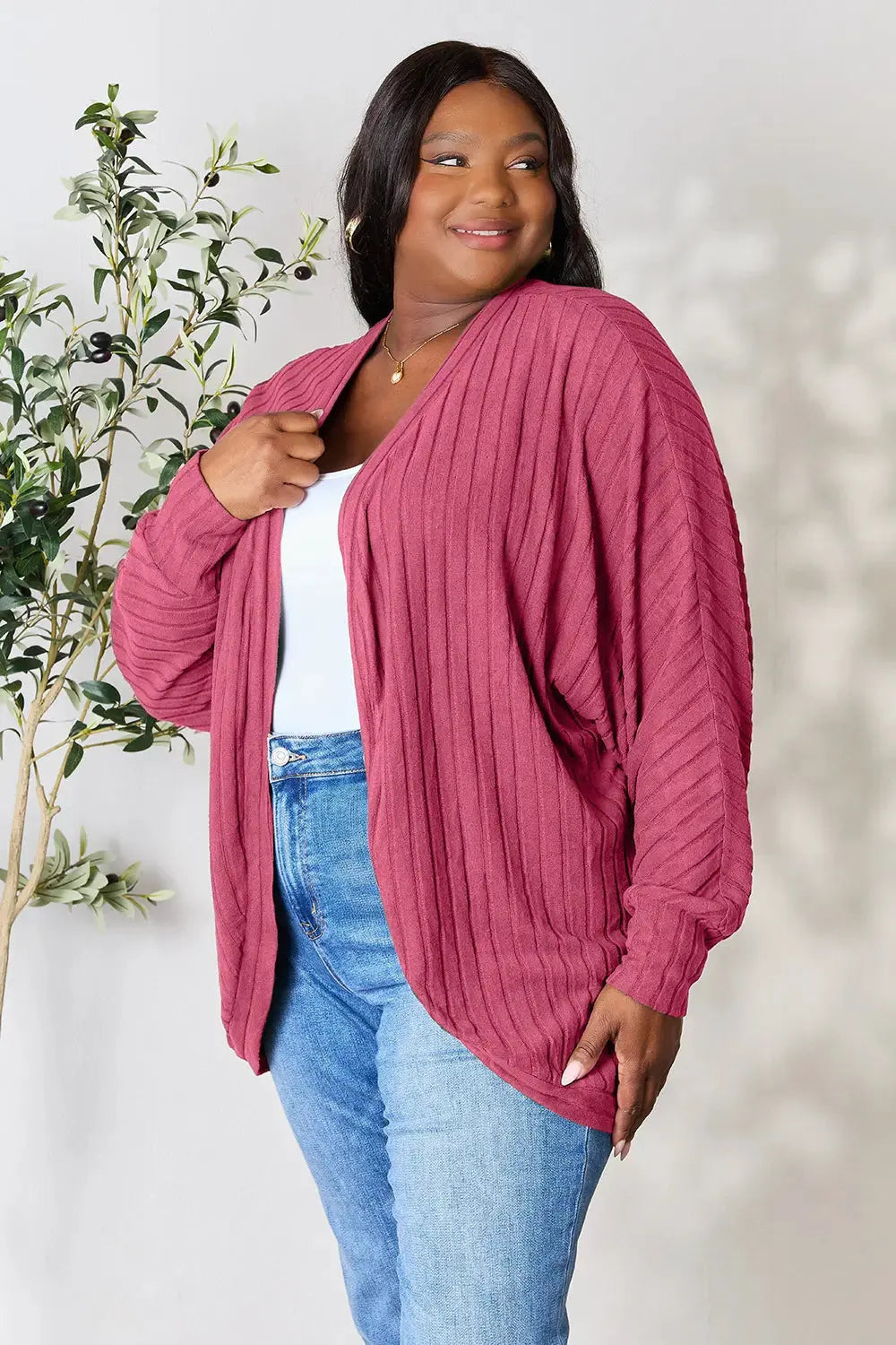 Basic Bae Full Size Ribbed Cocoon Cardigan by Basic Bae