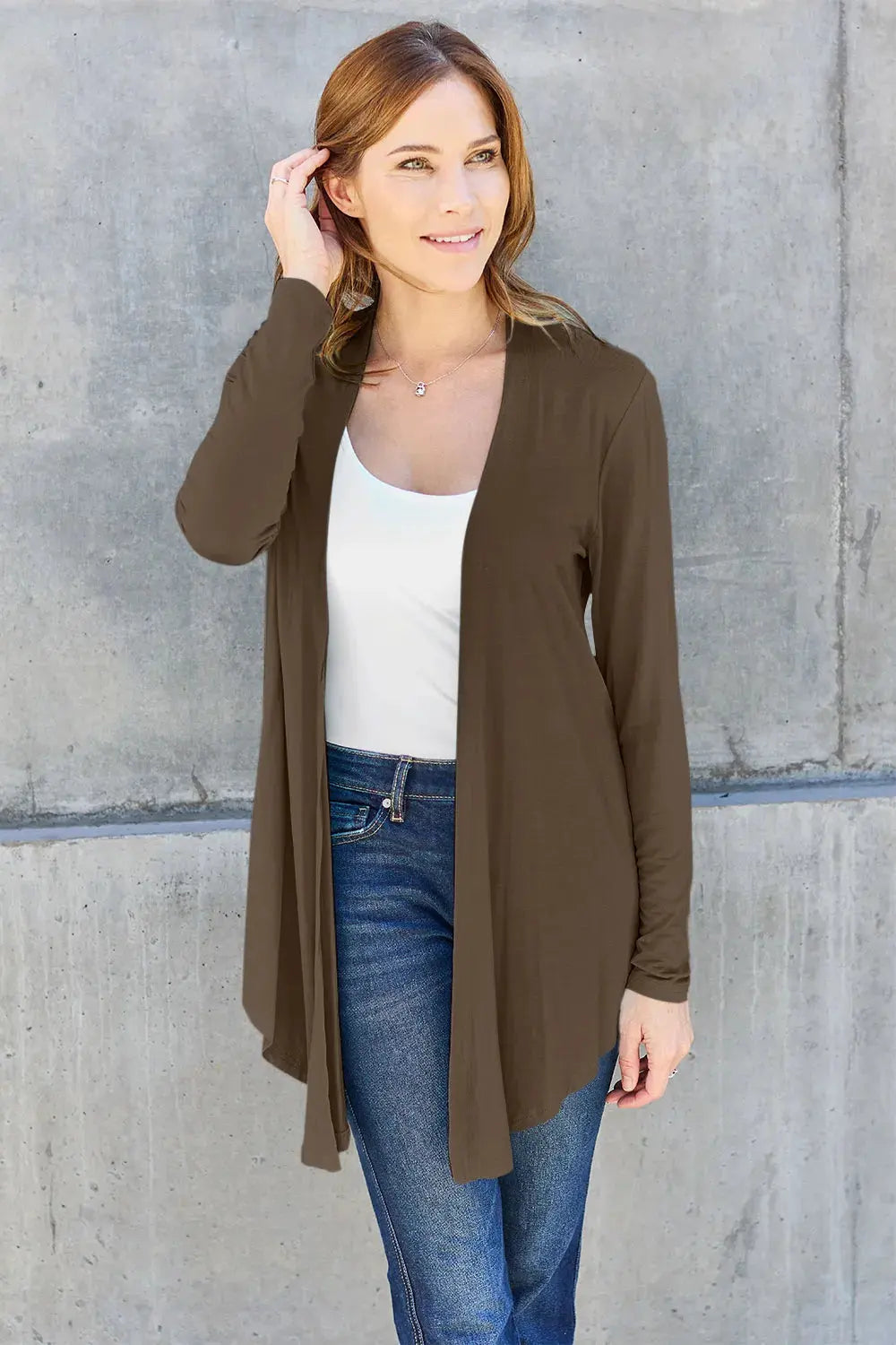 Basic Bae Full Size Open Front Long Sleeve Cardigan by Basic Bae