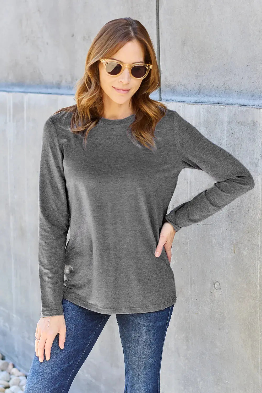 Basic Bae Full Size Round Neck Long Sleeve Top | Partner Labels Selection by Partner Label