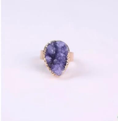 Natural Stone Agate Crystal Bud Women Rings Rose Vintage Rings by Maiden-Art