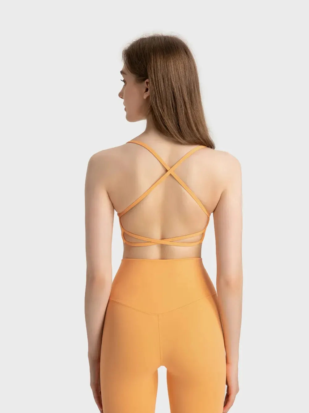 Millennia Crisscross Back Scoop Neck Active Cami with Detachable Chest Pads by Millennia
