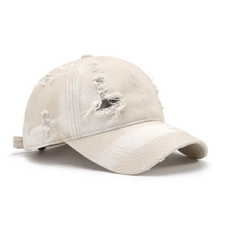 Distressed Adjustable Cotton Baseball Cap by Partner Label