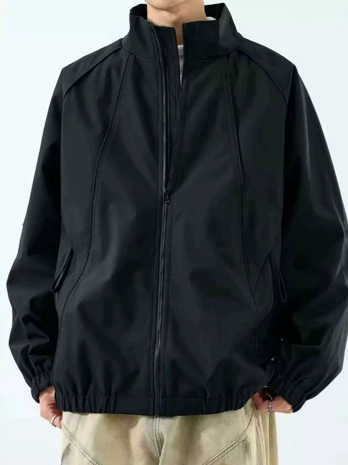 Men's Plus Size Zip Up Raglan Sleeve Jacket by Trendsi