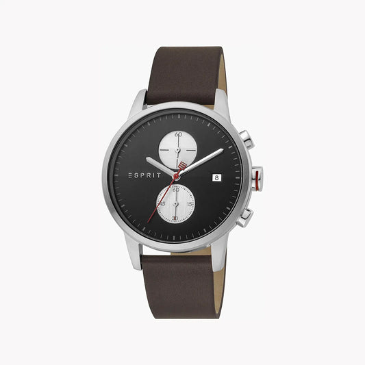 Esprit Men's Brown Leather Watch, Black Dial | Es1g013m0075 by ESPRIT