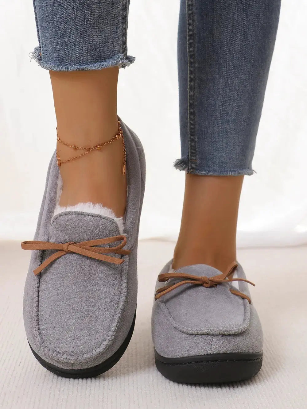 Bow Round Toe Flat Slip-Ons by Partner Label