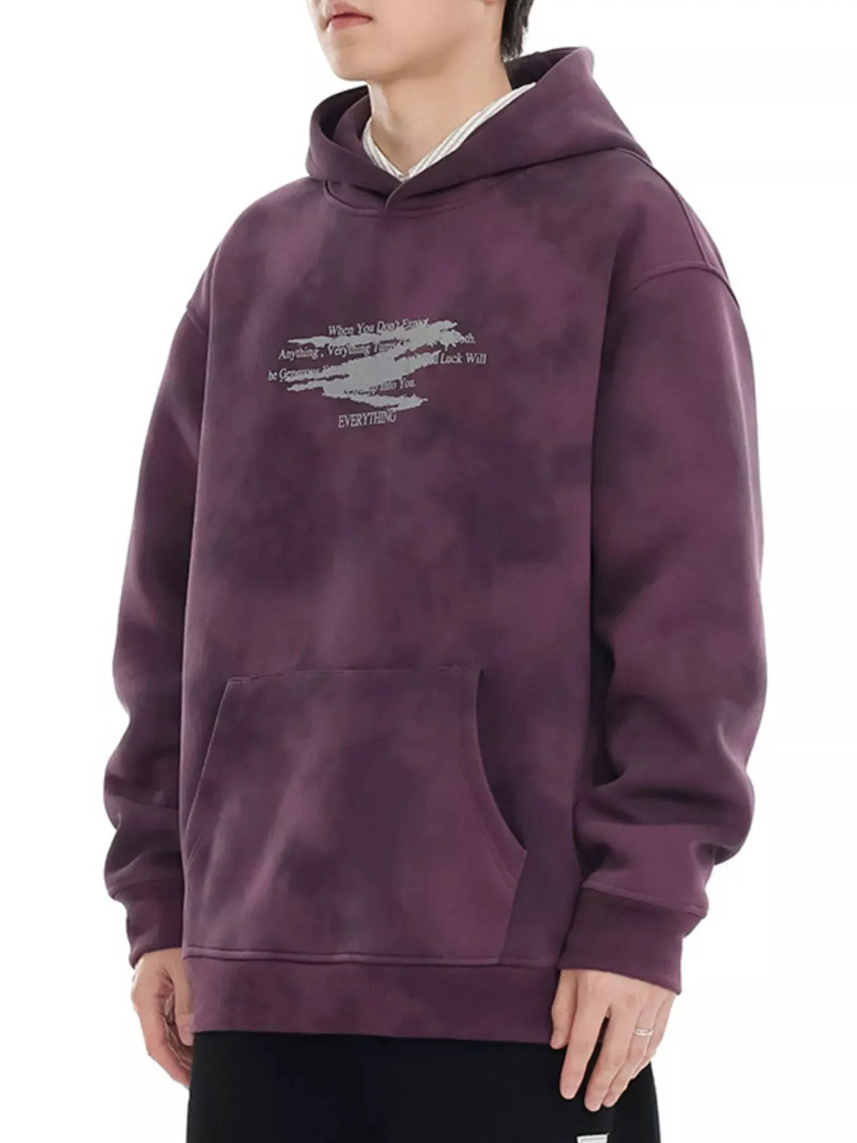 Men's Plus Size Tie-Dye Long Sleeve Hoodie by Trendsi